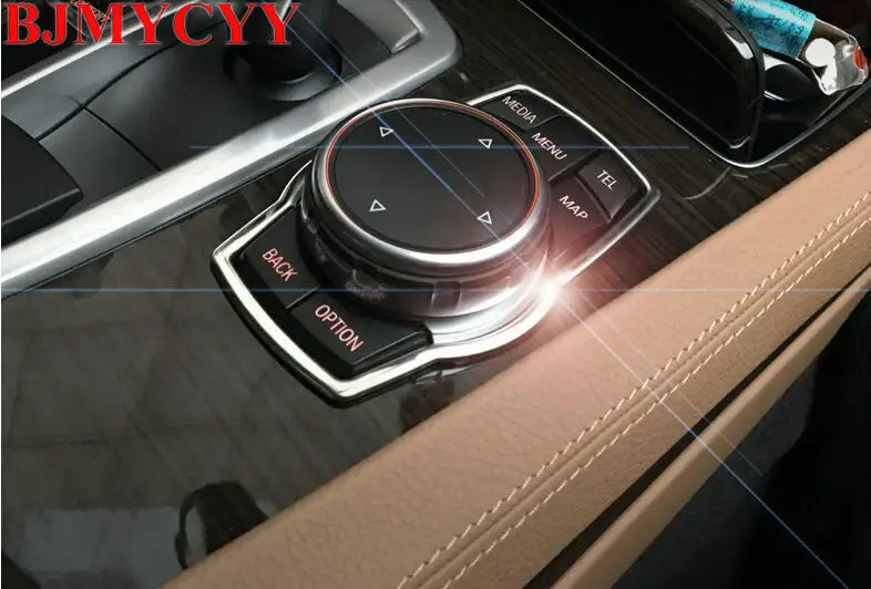 BJMYCYY Car Multimedia Box Button Decoration Frame Cover Stickers Brand For BMW 1/3/5/7 Series E70 E71 E46 E90 Auto Accessories |