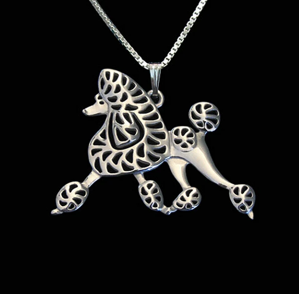 poodle Dog necklace Handmade Carved hollow accessory jewelry golden colors plated fast delivery