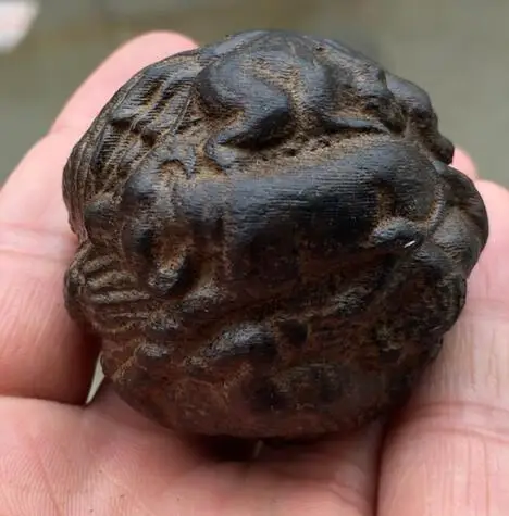 Китайская ручная резная статуя из натурального дерева 12 знаков зодиака мяч-Тигр