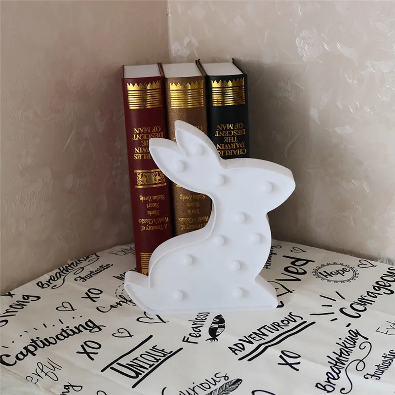 Lovely Rabbit Luminaria LED Night Light Bedside Lamp Letter Wall Decorative White Pink Color Kid Gifts New Warm Lighting | Лампы и