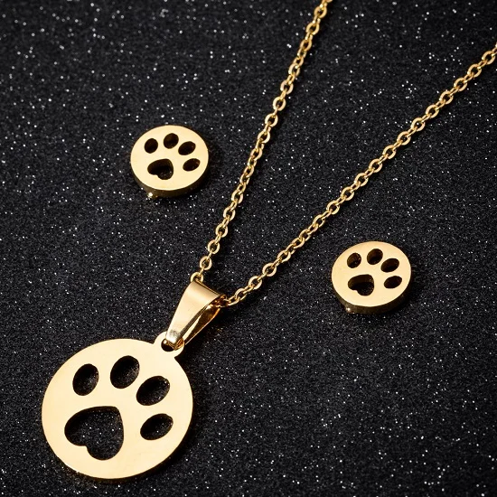 Gold Bear Set Yiustar оригами hello kitty ожерелья из нержавеющей стали для женщин ювелирные изделия много милый сидя мультфильм кошка кулон Чокеры подарки для детей - Окраска металла: Gold Bear Set