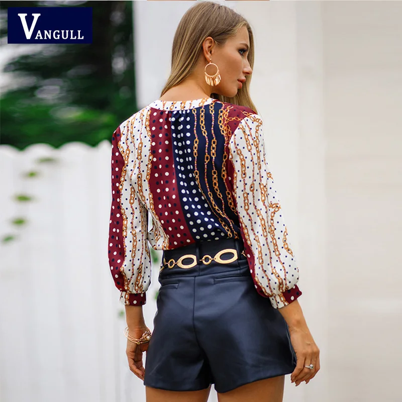Vangull женская рубашка с цепочкой принтом 2019 новая весенне Летняя Повседневная