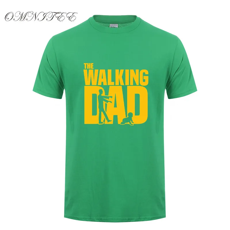 Omnitee Walking папа футболки для мужчин Топ на каждый день хлопок Father's Day с короткими