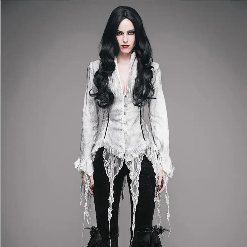 

2019 Spring New Gothic Women's Streetwear Fashion Personality Solid Color Slim Tassel Long Sleeve Harajuku Women Blouse Top