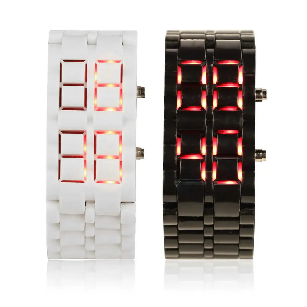 Fashion Men Women Lava Iron Samurai Plastic LED Bracelet Watch Wristwatch Sports Style relogio | Couple Watches