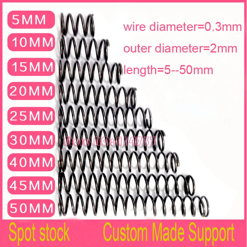 

50 шт., пружины 0,3*2*5-50 мм, 0,3 мм