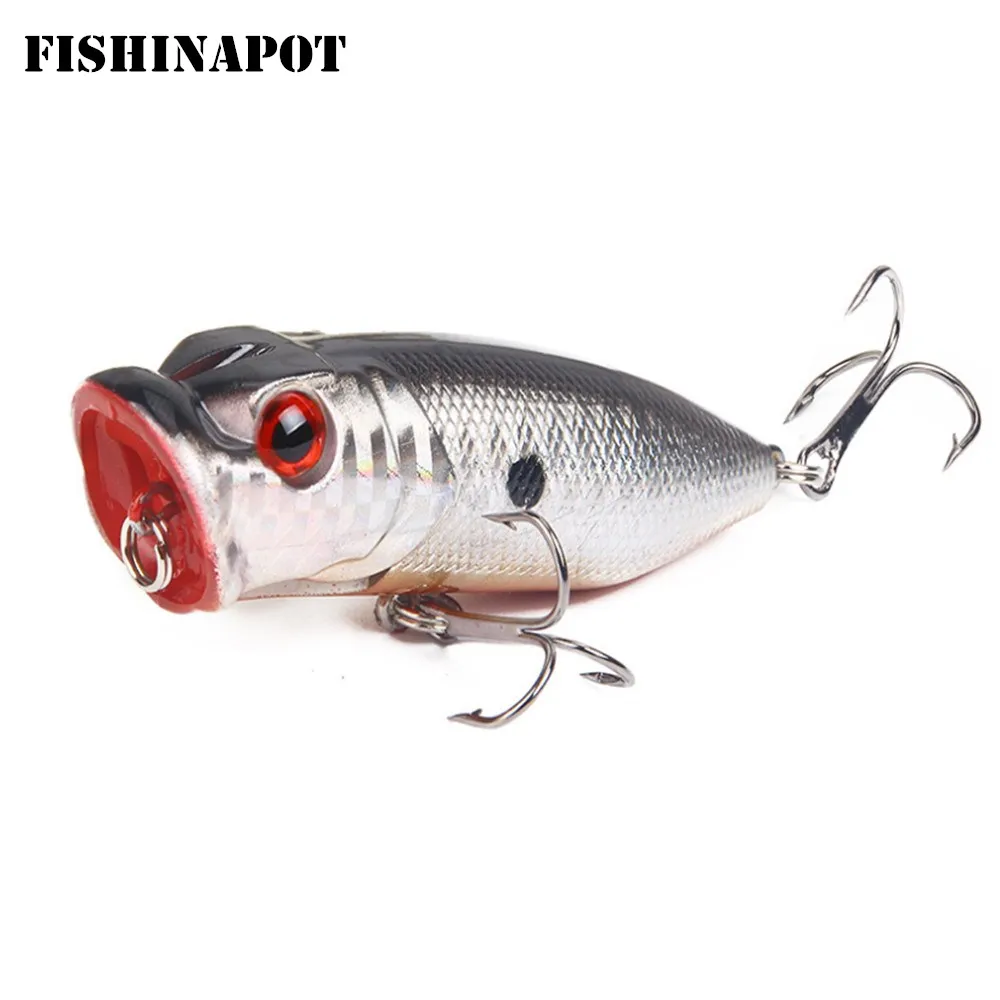 Фото FISHINAPOT 1 шт. 6,5 см 11,8 г Поппер рыболовные приманки Isca искусственная рыболовная жесткая наживка приманка воблер с 2 бронзовых морских рыболовны... №3