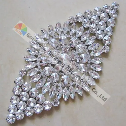 1 шт. Блестящий серебряный Флёр-де-Лис с кристаллами аппликация Радужный цветок