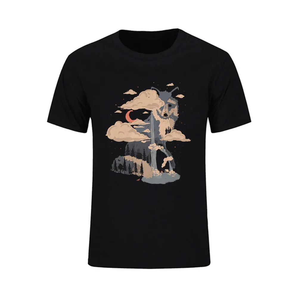 2017 модные Для мужчин у подножия горы лиса горный футболка аниме мультфильм для