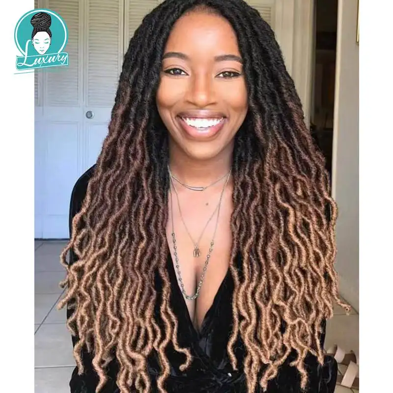 Роскошные для плетения Faux locs Curly вязаные волосы 24 пряди Омбре блонд крючком косички 20 дюймов 50 см синтетические косички