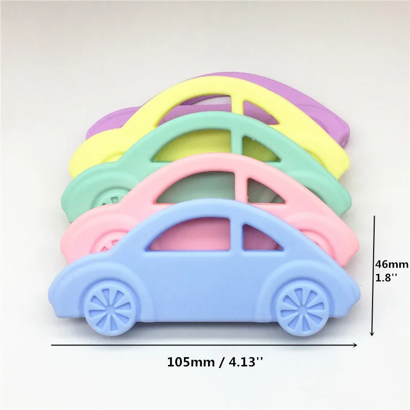 Chenkai 10PCS BPA Free Silicone Car Teether Baby Shower Pacifier Dummy Pendant Nursing Jewelry DIY Sensory Toy Candy Color