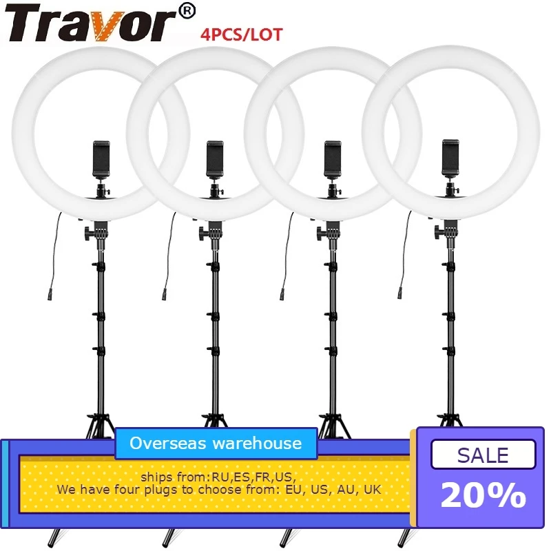 TRAVOR 4 шт./лот СВЕТОДИОДНЫЙ Кольцо вытертые штаны 18 дюймов кольцо лампы dimmable bi цвет