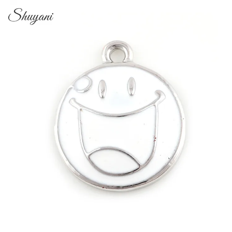 20 шт из сплава серебристый золотистый Экспрессия подвески белый желтый улыбка