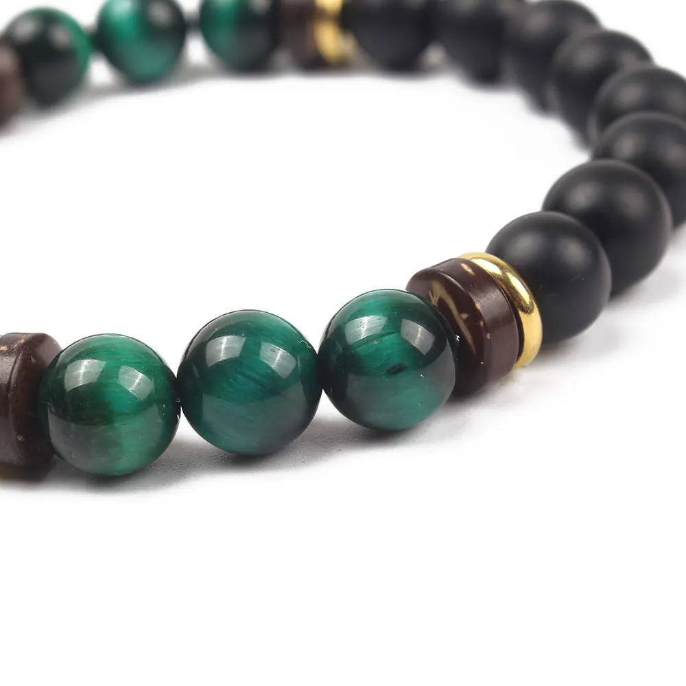 Balibali Gem Rock Stone Beads Strand Bracelets Wooden Bead Accessories Black Men Women Balance Jewelry Yoga | Украшения и