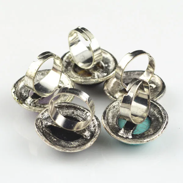 (Мин. Заказ $5) WW46K круглый черный Stone Adjustable Ring 1 шт. Бесплатная Размеры старинное