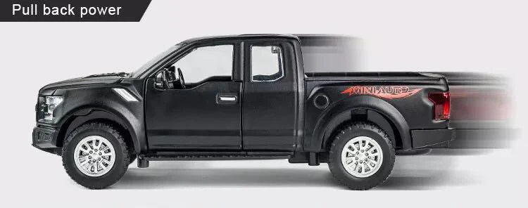 Сплав литья под давлением для Ford F150 Raptor пикап Рок Гусеничный грузовик Вытяните назад Модель автомобиля коллекция звук и светильник хобби игрушки подарок