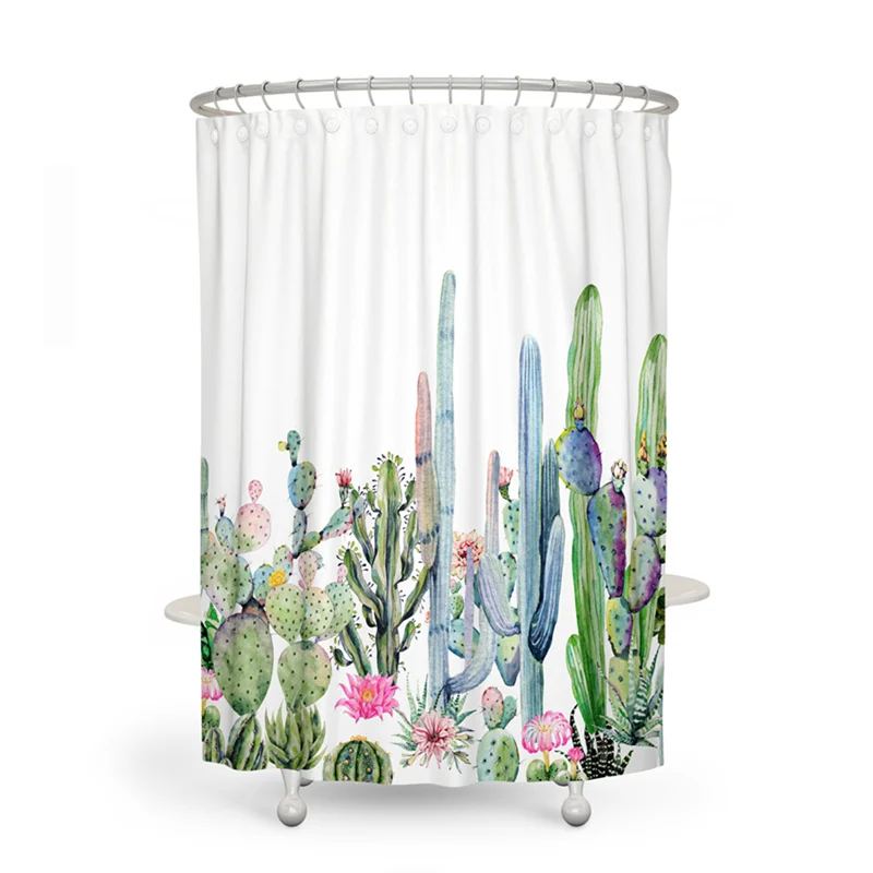 

Africa Ttropical Plant 180*180 Waterproof Shower Curtain Cactus Polyester Fabric Bath Curtain Bathroom Curtains Home Decoration