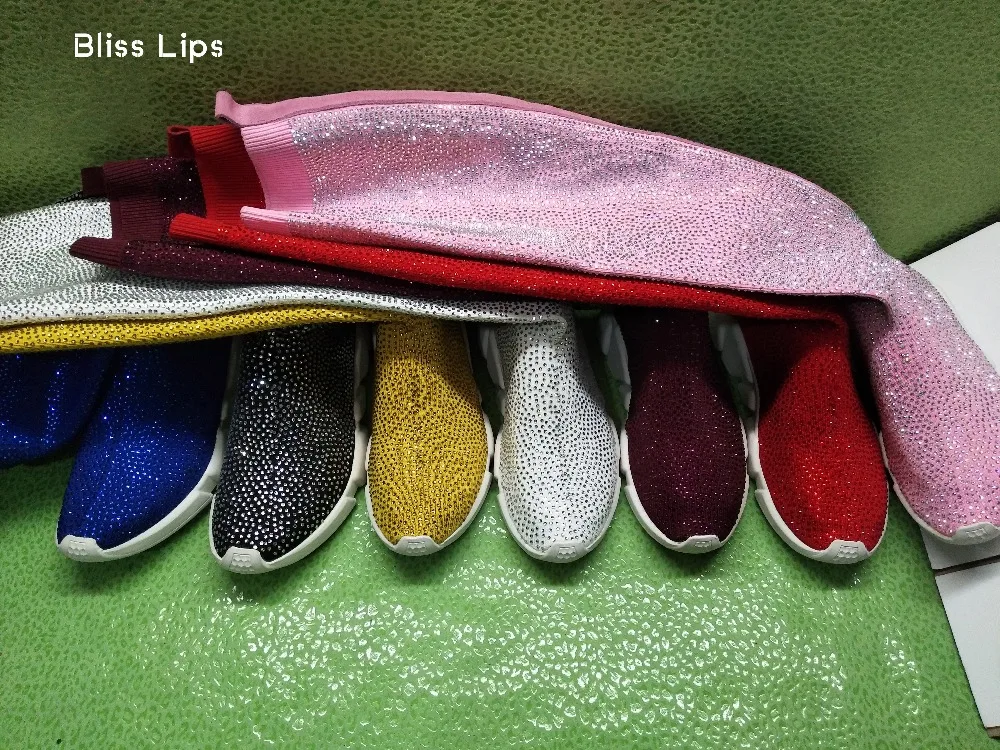

Platform shoes Long rhinestone casual shoes wom pink sneaker long tube elastic sock rhinestone flat shoes casual shoes wome34-45
