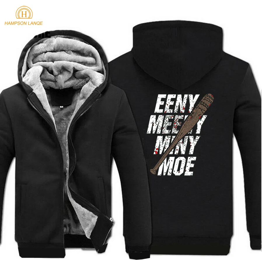 The Walking Dead Eeny Meeny Miny Moe Negan Lucille Zombie Zipper Hoodies Men 2019 Winter Warm Men's Sweatshirts Thick Jacket | Мужская