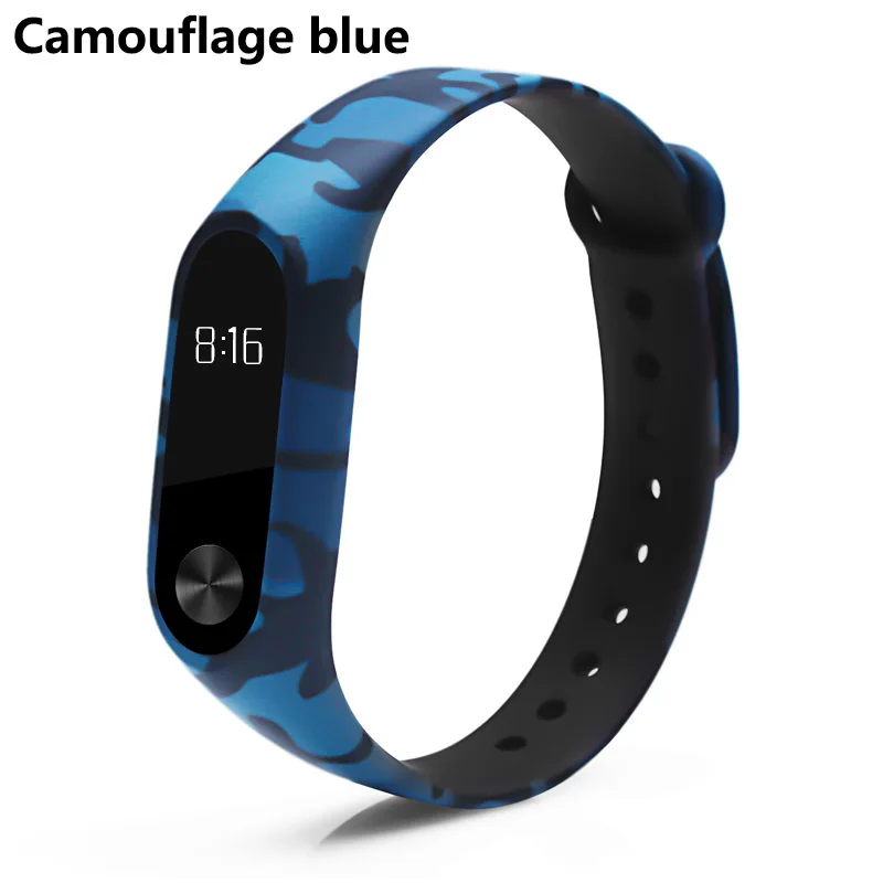Camouflage blue BOORUI модный miband 2 ремешка correa pulseira силиконовый mi2 ремешок на запястье Замена для xiaomi miband 2 смарт-браслеты - Цвет: Camouflage blue