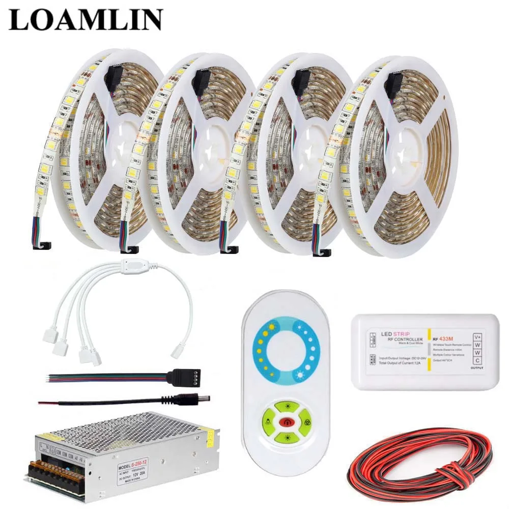 5 м 10 15 20 SMD5050 цветная температура Светодиодная гибкая полоса света CCT лента