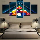 Модульный холщовый плакат с HD-печатью, 5 панелей, рама для рисования снукера, бассейна, настенное искусство, декор для гостиной, дома, спортивные картины для бильярда