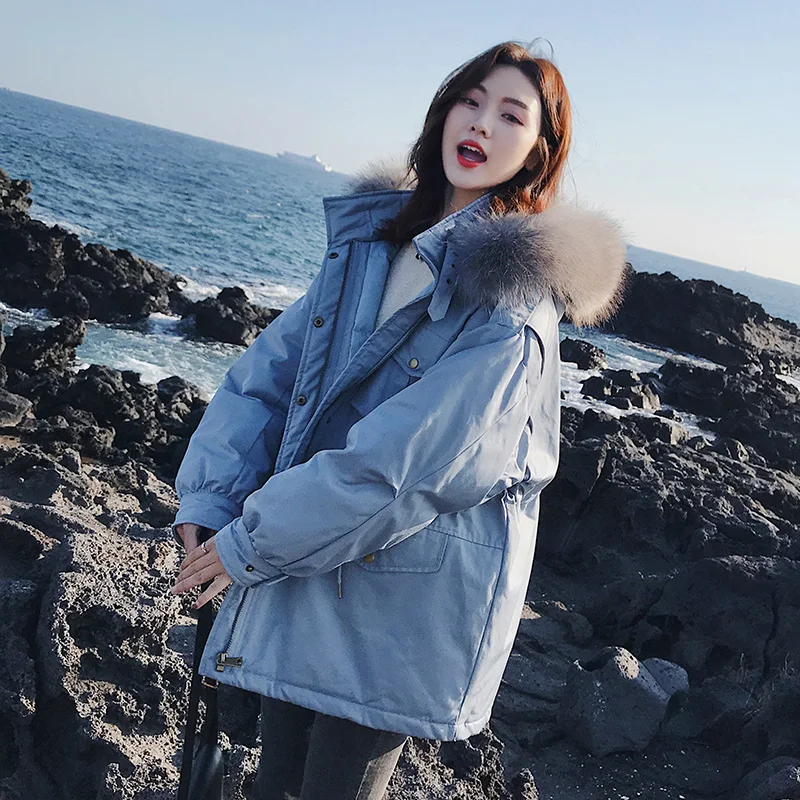 Зимняя женская куртка 2019 натуральный мех енота Женская длинная парка Толстая