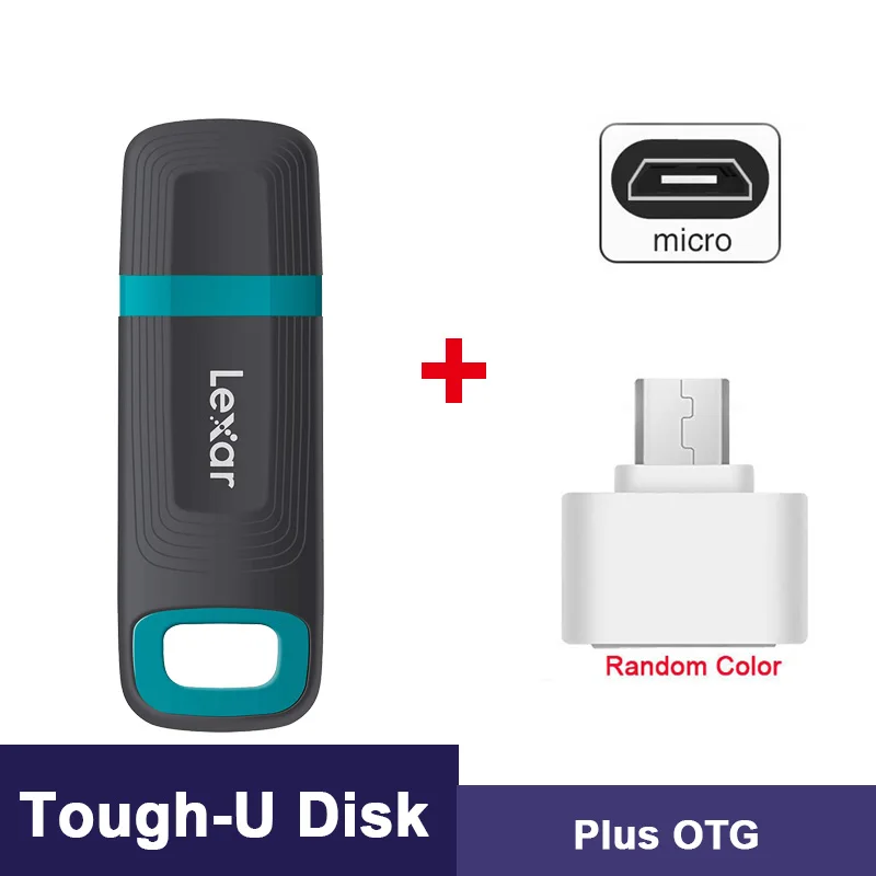 Tough-Plus-OTG Флеш-накопитель Lexar, Animado, USB флеш-накопитель, жесткий, 64 ГБ, 128 ГБ, водонепроницаемый, ручка-накопитель 64 ГБ, карта памяти, usb 3,1, диск на ключ - Цвет: Tough-Plus-OTG