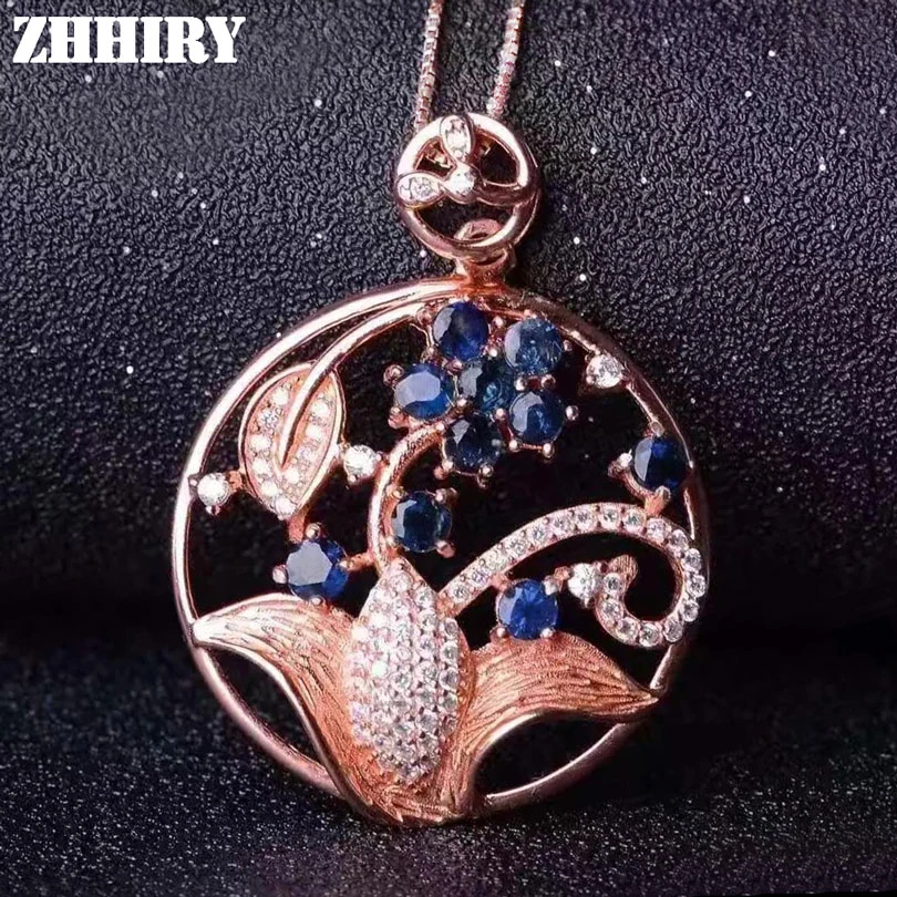 Натуральный сапфир драгоценный камень Подлинный экземпляр ожерелья с кулоном