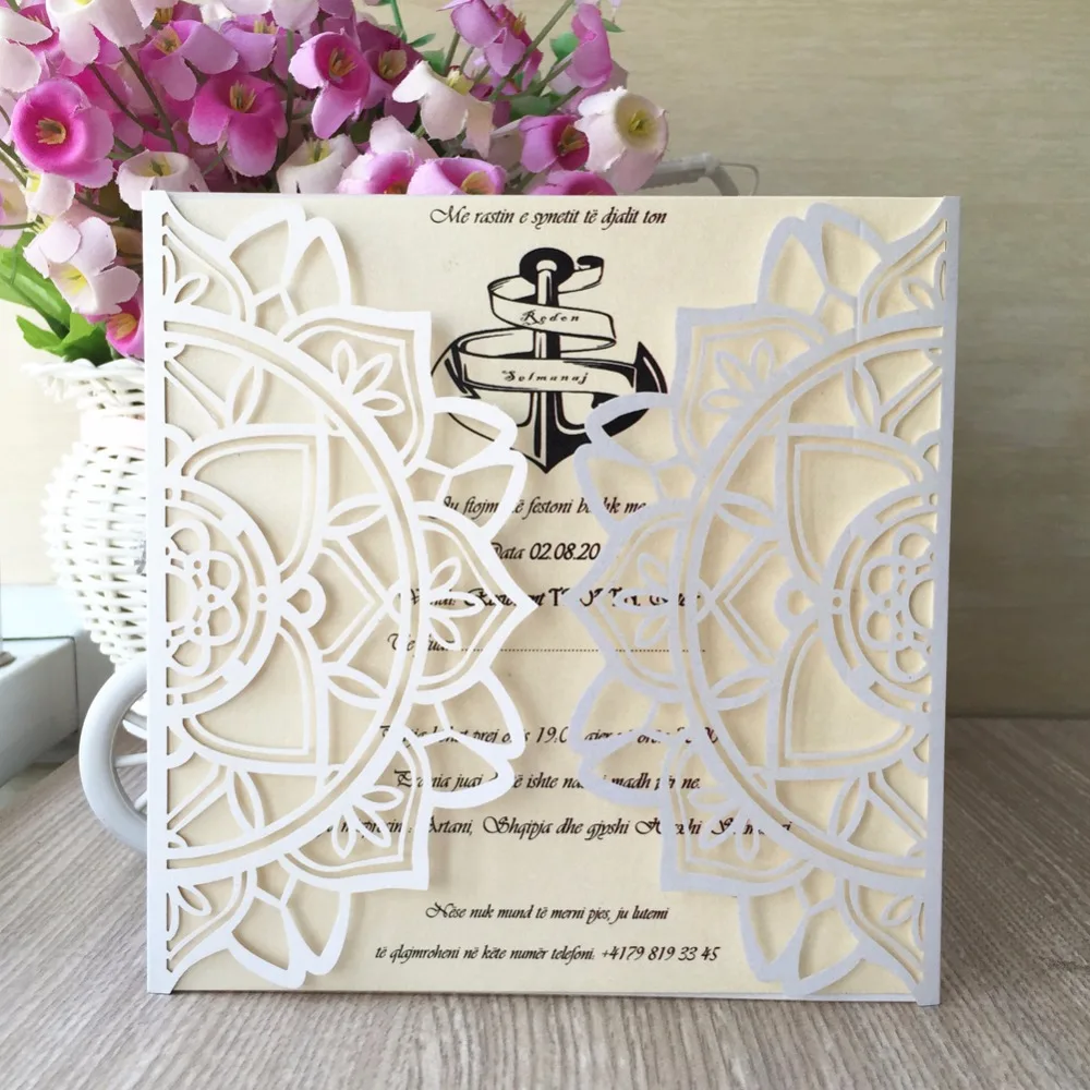 30pcs Laser Cut Pearl Paper Modern Design Wedding Invitations Cards Custom Greeting Blessing Card Decoration Festival Supplies | Дом и сад