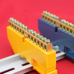 Коннектор заземляющий 6, 8, 10, 12 позиций, медная Клеммная лента 6x9, распределительный шкаф, синий, желтый, 1 шт.