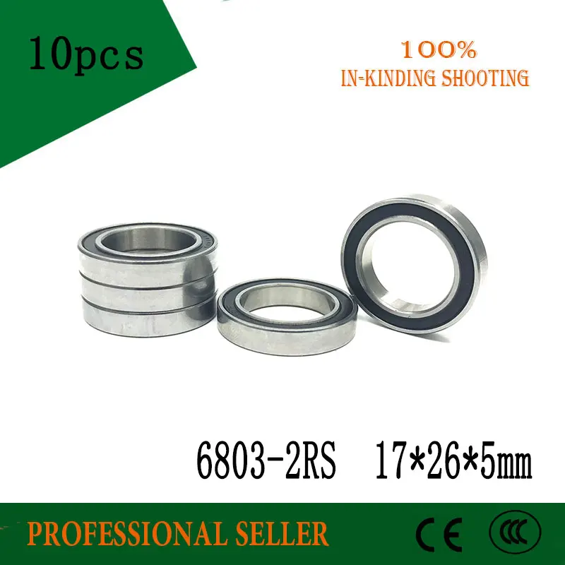 10 stücke 6803 2rs 6803rs 6803 rs 17265mm rillen kugellager 17x26 x 5mm für fahrrad teil free global shipping