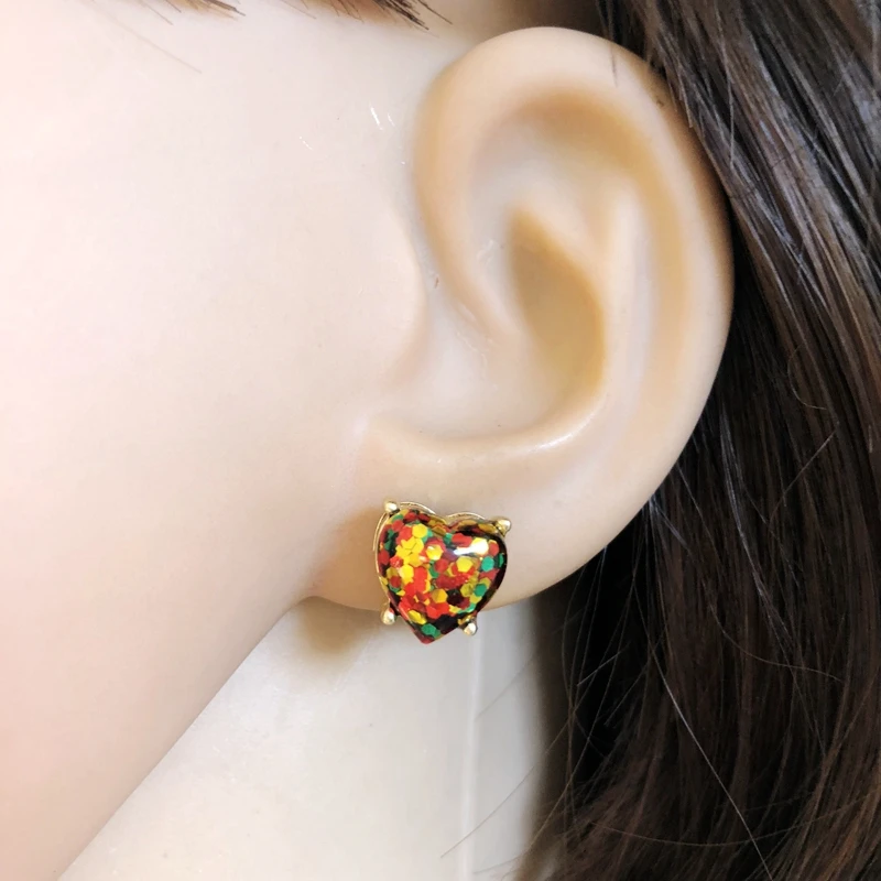 14 Colours Small Love Heart Glittery Stud Earrings Fashion Sequins Opal Earings Gold Color Cute Brand Jewelry Women | Украшения и