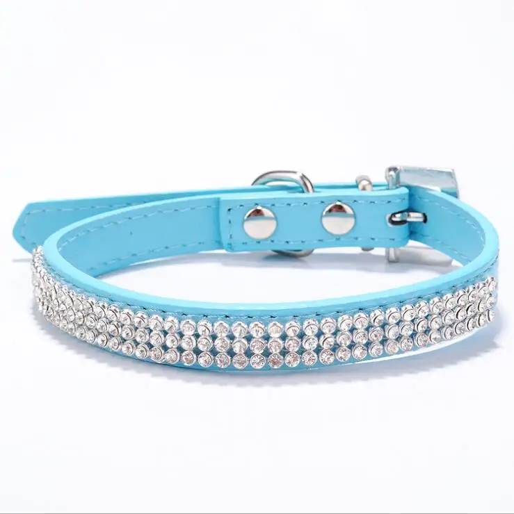 Rhinestone Puppy Dog Cat Collars Bling Collar for Small Medium Breeds 3 Rows Neck Strap XS S M L Free&ampDrop shipping | Дом и сад