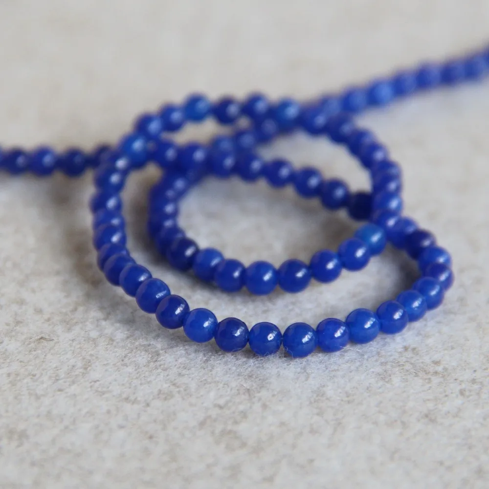 

Accessory Crafts 4mm Fation Dark Blue Chalcedony Semi Finished Stone 15inch DIY Loose Beads Girl Jewelry Making Design Wholesale