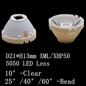10pcs 50pcs 100pcs CREE XML LED XML2 LED XHP50 LED 5050 Lens 21mm 32mm white holder 10/25/45/60 degree Reflector Collimator