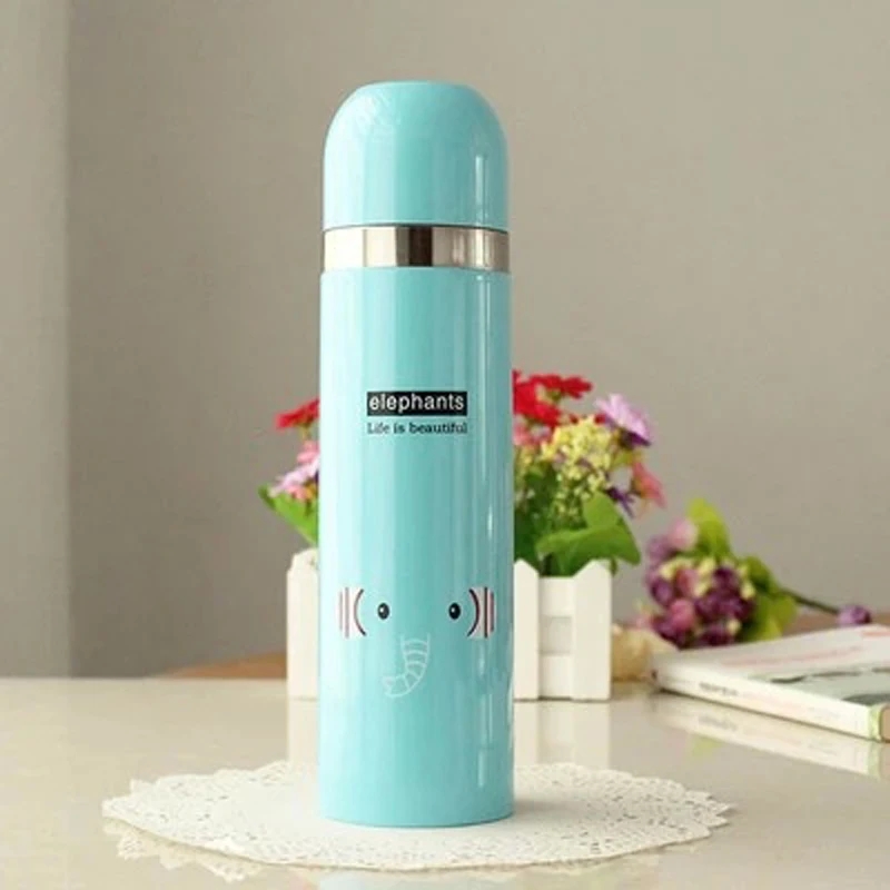 Животные 500 мл Термос кружка Изолированная путешествия офис чашки для зимы подарок для детей Вакуумная чашка из нержавеющей стали живот чашки мультфильм дизайн - Цвет: C
