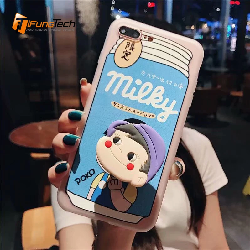 3D Japan Milk Milky Phone Case for iPhone 6S Plus 7 8 Emboss Silicone cover X XS MAX XR soft Coque |