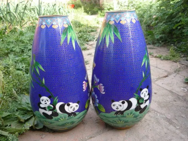 Редкие сборные Перегородчатые вазы династии Цин украшение ручной работы пара