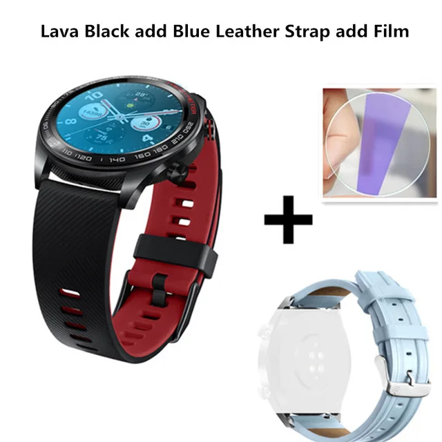 Black add blue Оригинальные смарт-часы huawei Honor Magic, уличные, гладкие, тонкие, длительное время работы от батареи, научный тренер, модные, цветные, сенсорные часы gps - Цвет: Black add blue