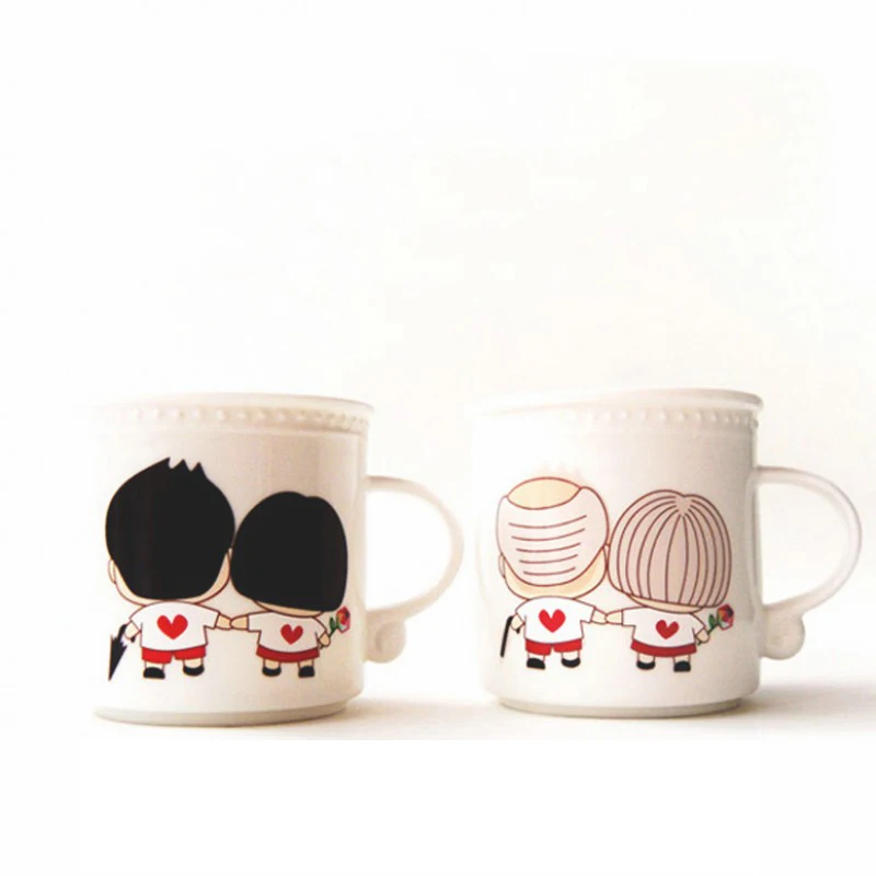 

Live to old age in conjugal bliss Colour Change Marc Cup Couple Bone Porcelain Cup Baked Coffee Cup Wedding Christmas Gift