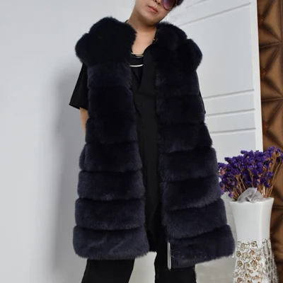 Navy blue ZADORIN новое зимнее пальто женское меховое плотное теплое пальто с коротким рукавом из искусственного меха Пальто Плюс Размер Длинная тонкая Лисичка Меховая куртка верхняя одежда - Цвет: Navy blue