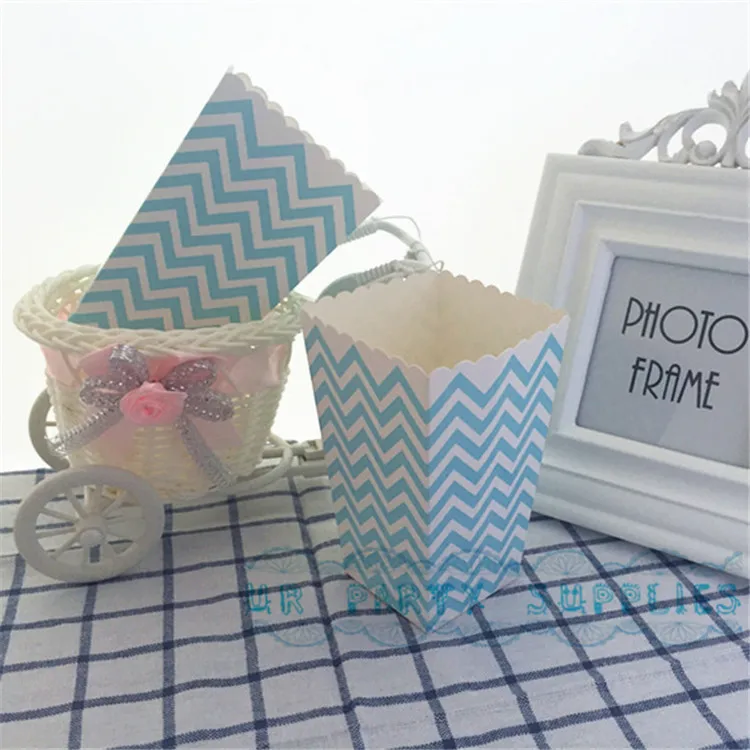 Бесплатная доставка 300 шт. светло-голубая коробка для попкорна детского душа