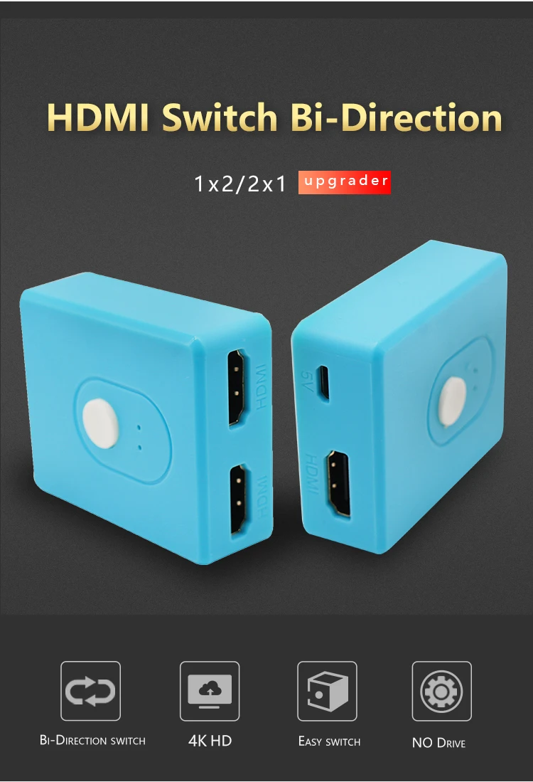 2 порта AB коммутатор 4K x 2K HDMI двунаправленный 2x1 коммутатор 1x2 сплиттер 3D 1,4 v 1 в 2 выхода двунаправленный переключатель