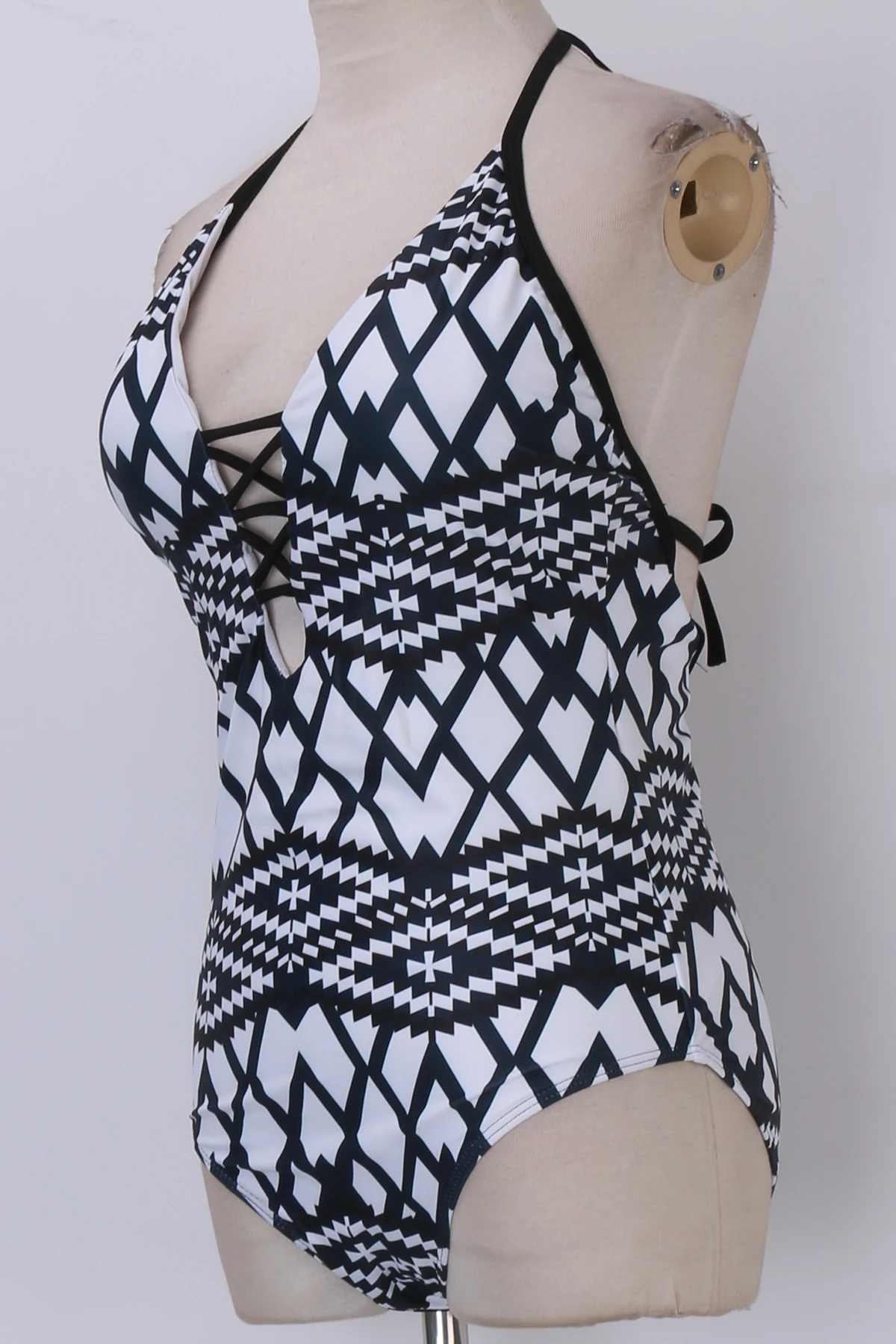 2017 Женский Ретро сексуальный цветочный монокини с высоким вырезом трикини