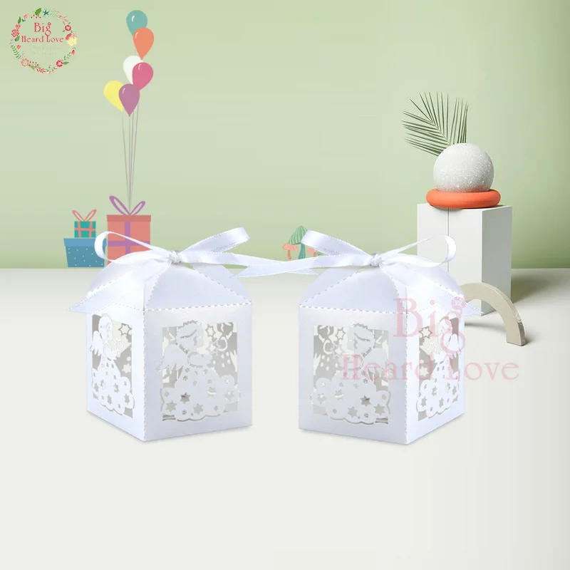 

50pcs Laser Cut Angel Candy Box Baby Shower Gift Chocolate Box Boy and Girl Birthday Party Decoration Kids Baby Shower Supplies