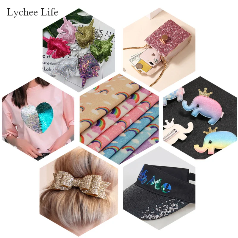 Lychee Life A4 Радужная печать облаков искусственная синтетическая кожа блестящая