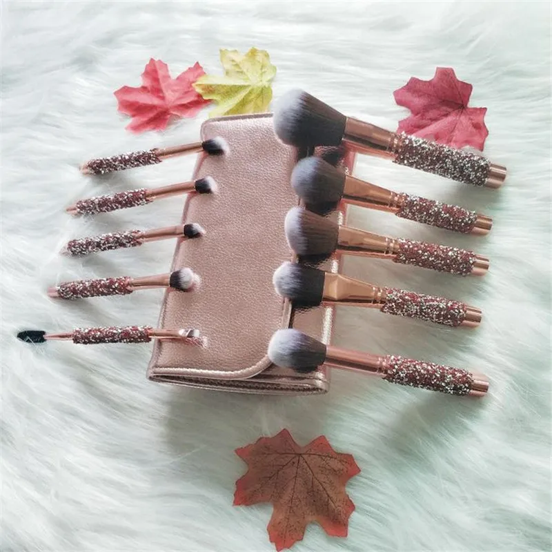 10pcs Diamond Make up Brushes With Bag Cosmetic Foundation Powder Blush Eye Shadow Lip Make Up Brush Tool Kit Maquiagem 25