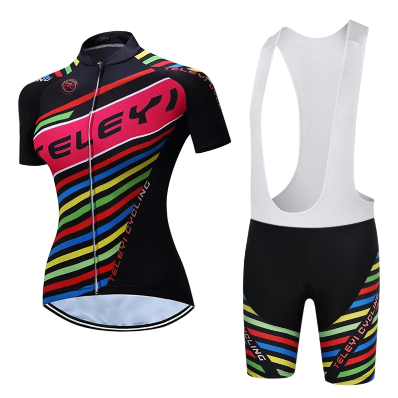 

Women Cycling Clothing Bike Bicycle Short Sleeve Set Jersey Bib Shorts Black XS-4XL