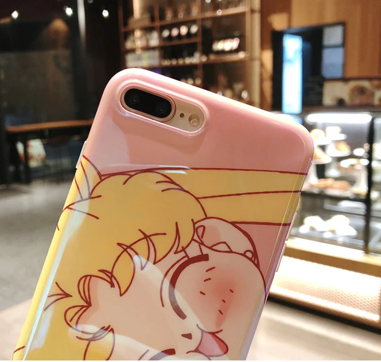 Чехол с принтом "Сейлор Мун" для iphone 7 8 plus/6 6splus Luna cat закаленное стекло для iphone 7 plus Мягкий ТПУ задний Чехол Защитная пленка для экрана